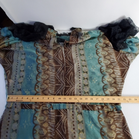 Vintage Flare Sleeve Sheer Lace Tunic Made in France Floral Fall Boho Top L/XL - Picture 8 of 15